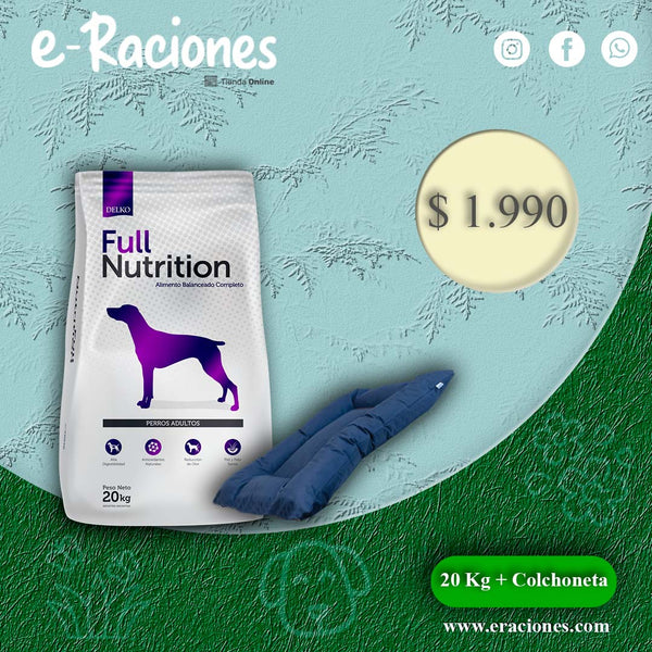 Promo Full Nutrition perro adulto todas las razas 20 Kg + Colchoneta